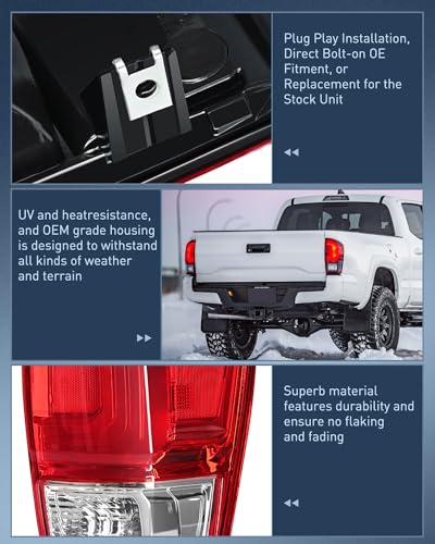 Image of Nilight Taillight Assembly Compatible with 2016 2017 2018 2019 2020 2021 2022 2023 Toyota Tacoma Rear Lamp Replacement OE Style Passenger Side