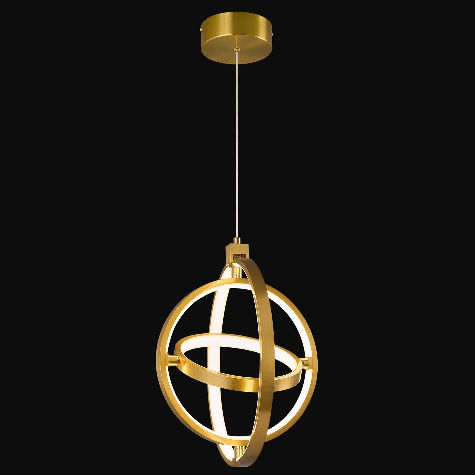 ZYBWL Modern LED Pendant Light Gold Round Ring Light Fixture Height Adjustable Chandelier Suitable for Kitchen Island Bedroom Living Room Foyer(3-Ring)