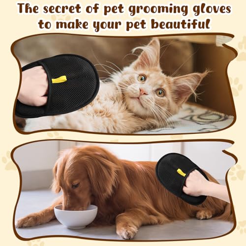 Image of 2Pcs Pet Hair Remover Glove, Electrostatic Pet Hair Removal Gloves for Cats & Dogs, Reusable Double Sided Pet Hair Remover for Couch, Cat Grooming Gloves