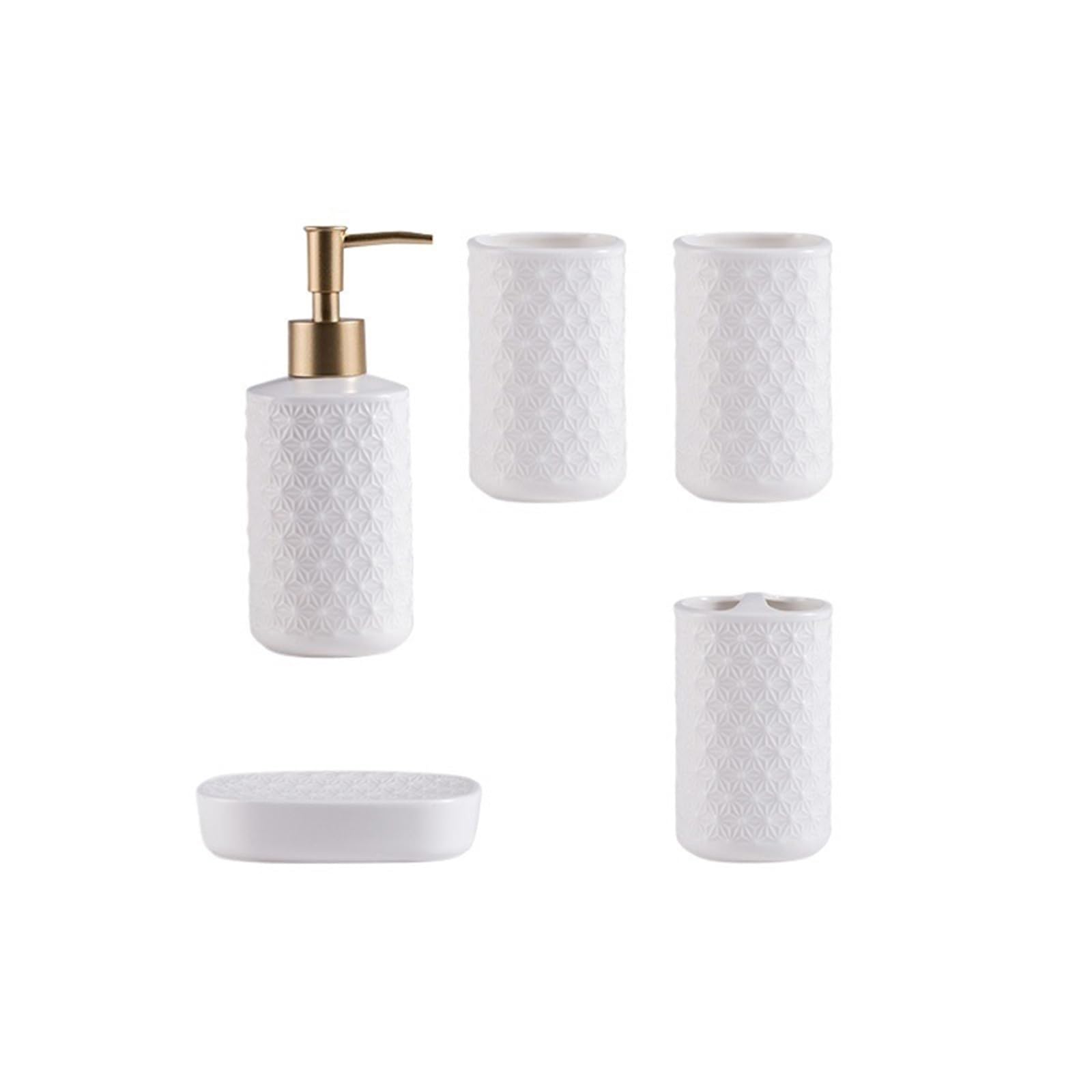 Soap Dispenser Ceramic Soap Dispenser Wash Set 5-piece Bathroom Toothbrush Holder Mouthwash Cups Toothbrush Holder