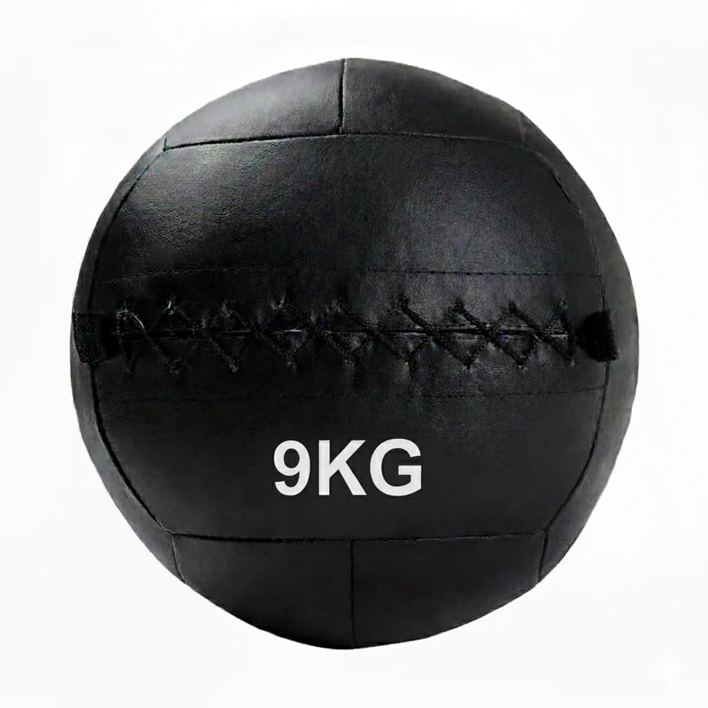 RAVIAN Wall Ball Soft Exercise Balls, Non-Bounce Vinyl Weighted Fitness Balls for CrossFit, HIIT, Strength & Core Training, 2kg–10kg Home Gym (9 Kg)