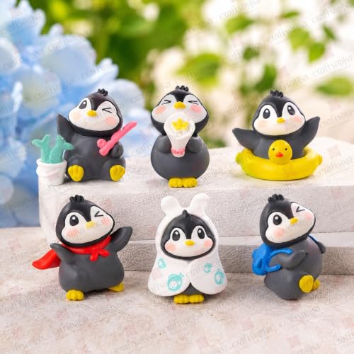 Image of CraftVatika Miniature Showpiece Birthday Gift for Girls Kids, Penguin Showpiece Set of 6 for Home Decor Items, Car Dashboard Items, Table Decoration Items, Valentine Day Gift for Girlfriend