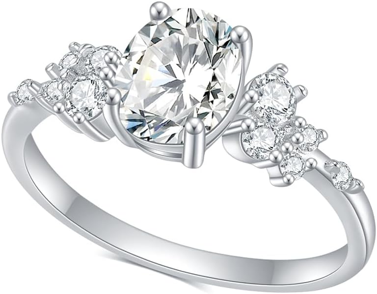 Gem's Beauty 18K Gold Plated Engagement Rings 925 Sterling Silver Moissanite Wedding Promise Rings for Her Wedding Bands for Women Size 5-10
