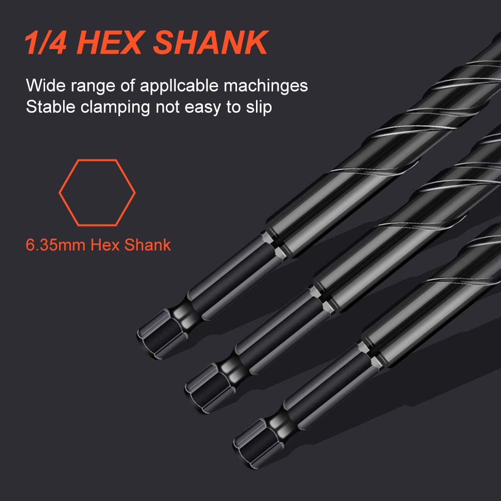 CSOOM 10-Piece Concrete & Tile Drill Bit Set - Carbide Tipped, Hex Shank For Masonry & Glass - View #4
