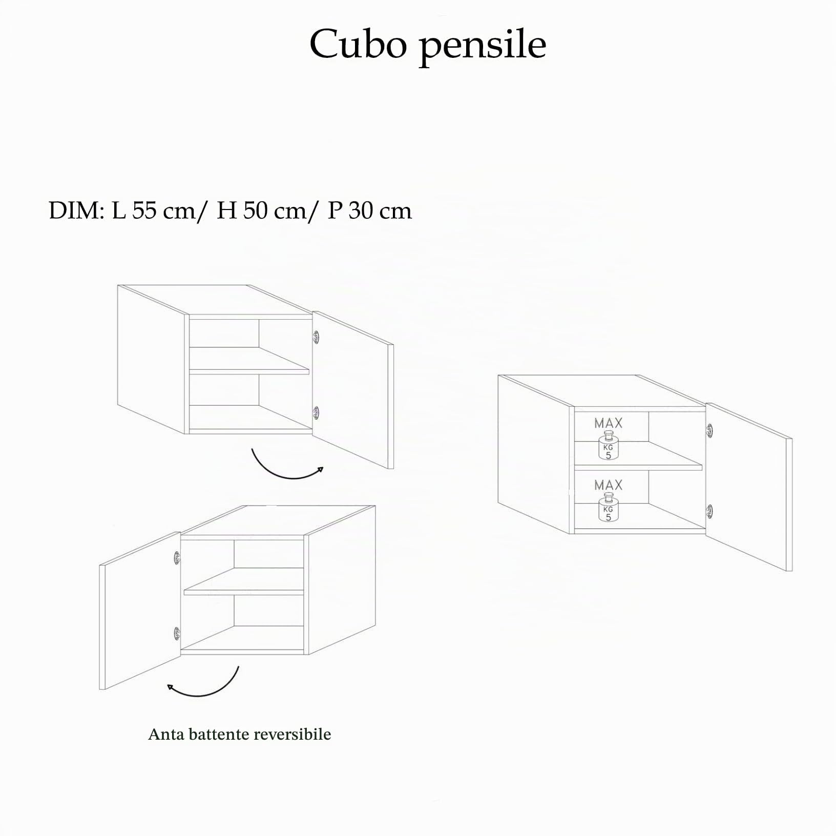 Parete Attrezzata Soggiorno Design Moderno 262x202 cm Composta da Pensili Orizzontali e Cubo e 1 Mensola Mobile Porta TV Sospeso Beige e Piombo PAL68