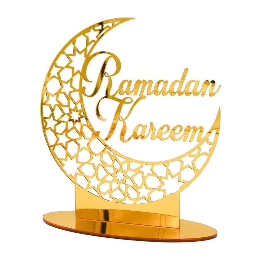 CTRLZS 1pcs Acrylic Eid Mubarak Table Decoration, Ramadan Moon Night Light, Ramadan Mubarak Decoration, Moon Star Ramadan