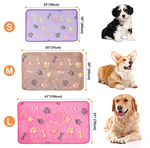 Flying Paws 3 Pieces Pet Dog Blankets Washable Small Medium Lager Fluffy Blanket Soft and Warm for Cats Dogs Cute Paw Bone House Print Fuzzy Flannel Bed Cover 104 x 76 cm - Image 3