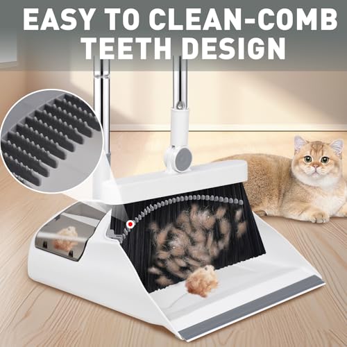 Hibaby Besen- und Kehrschaufel-Set für Zuhause, 137.2 cm Langer Griff, leicht, 180° drehbar, Besen-Kombination, stehende Kehrschaufel mit Kammzähnen, Lobby, Bodenreinigung – Bild 8