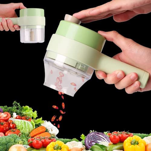 JHWOQU 4 in 1 Handheld Electric Vegetable Cutter Set Wireless Hand held