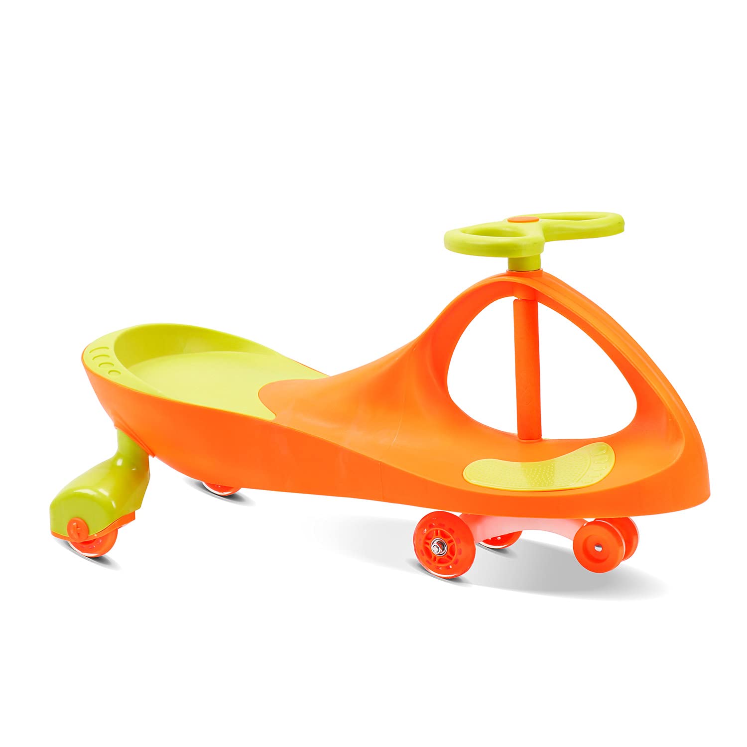 ZIGGY Swing Car Ride-On Toy for Kids Ages 2+ | Orange Wiggle Car with LED PU Wheels, Butterfly Steering, Footrests, No Batteries or Pedals (ZG-2004)