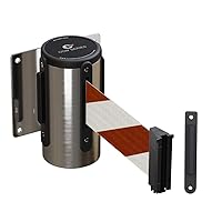 Vista 13 de Crowd Control Warehouse - Barrera de cinturón retráctil de montaje en pared fija Serie CCW WMB-120 - Cinturón negro y amarillo de 11 pies con caja