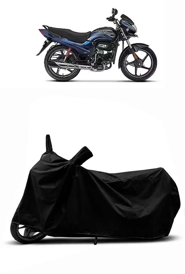 Image of Heavy Duty Waterproof Scooty & Bike Cover for Hero Passion Plus - UV Resistant, Dustproof & Rain Protection, All-Weather Outdoor Cover for Bikes & Scooty with Buckle Straps