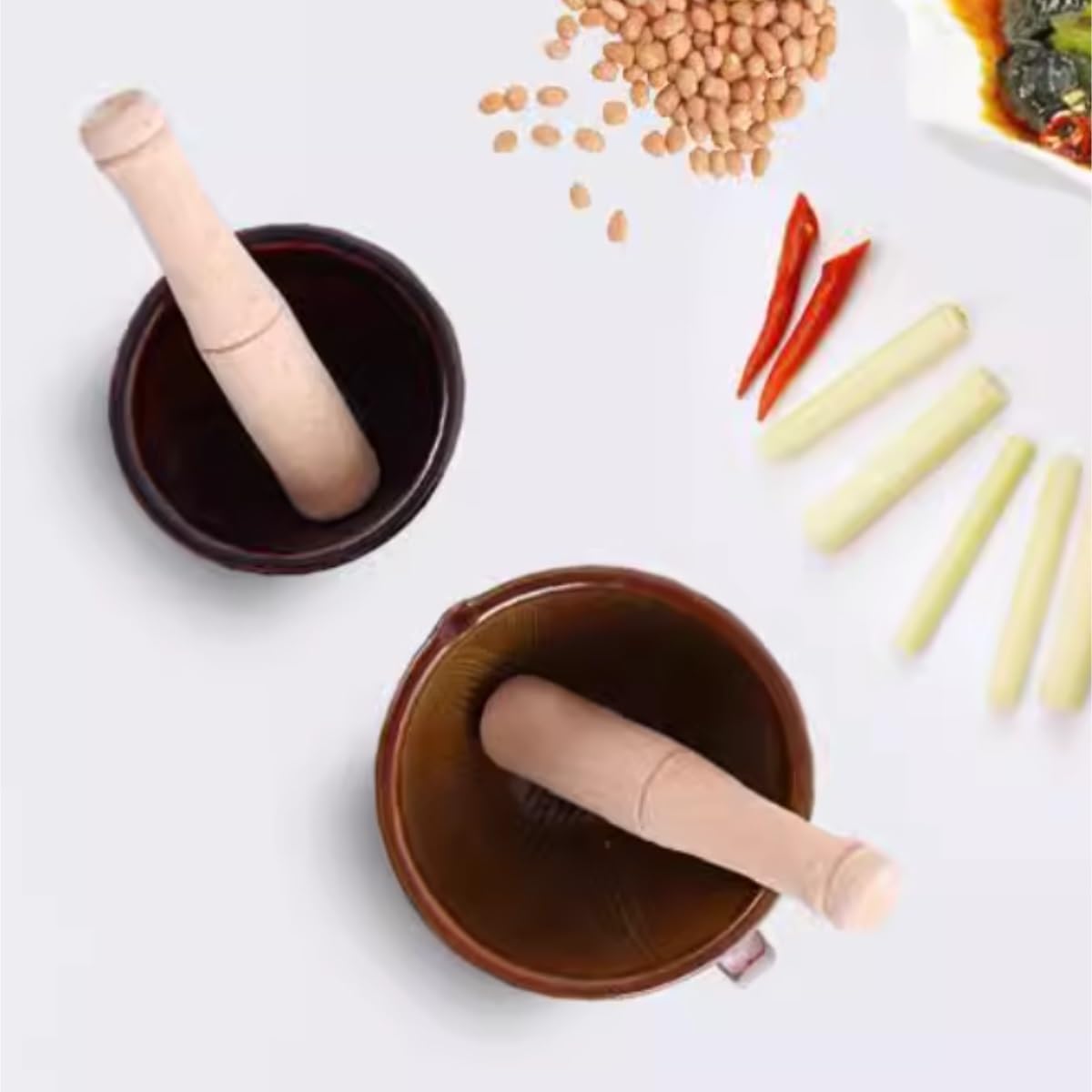 Mortar Pestle Set Old Fashioned Stone Mortar Grinding Garlic Pounder Household Ceramic Pestle Set Kitchen Grinder