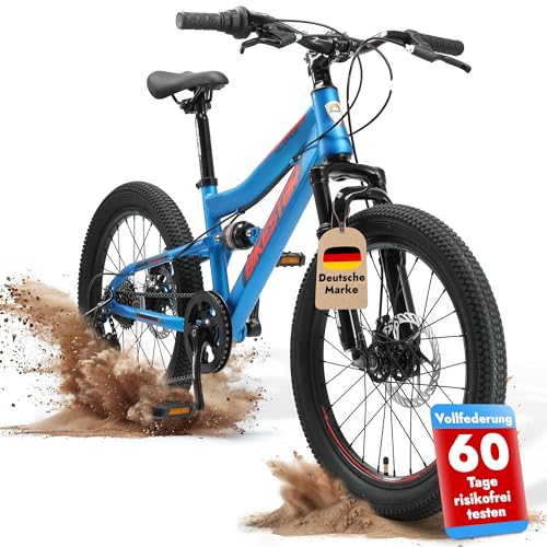 BIKESTAR Kinder Fahrrad Fully Mountainbike 7 Gang Shimano, Scheibenbremse...