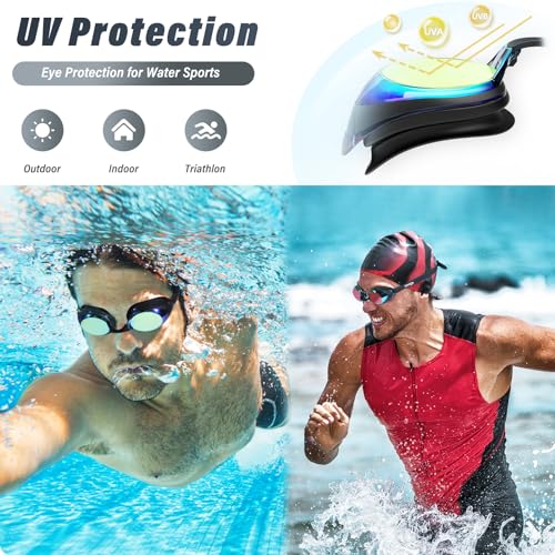 Image of Swimming Goggles 2 Pack Swim Goggles Anti Fog Goggles Adult Swimming UV Protection Also Goggles Kids Swimming Fit for Adult Men Women Youth Kids Boys Girls Mirrored Lens Silicone Seal Clear Vision