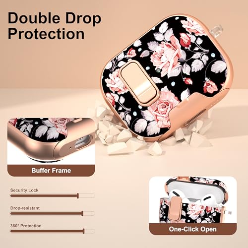 Image of for Apple AirPods Pro 3 Case 2025 with Safety Lock & Foldable Phone Stand | Double Drop Protection,Two-Piece Design, Airpod Pro 3 Case with Keychain & Cleaner Kit, Support Wireless Charging, Rose