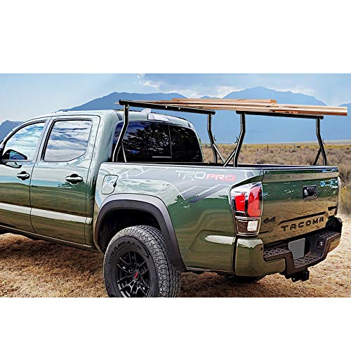 800lbs Capacity Heavy Duty Extendable Universal Pickup Truck Rack Ladder Rack Two-bar Set Matte Black One Pair