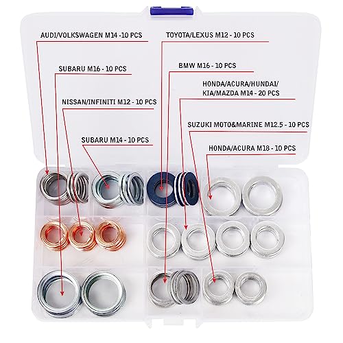 100pc Aluminum Oil Drain Plug Crush Washer Kit M12-M20 Universal | Gasket…