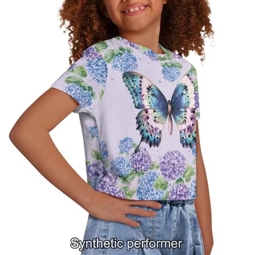 Image of 4th of July Shirt for Girls 7-8 Years US Flag Crop Tops Kids Outfit Independent Day Graphic Tee-