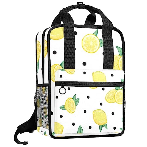 Cartable pour filles motif citron et pois multicolores avec sangles de confort