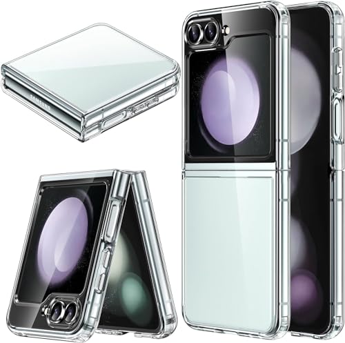 Image of SQUIF Case for Samsung Galaxy Z Flip 5 (2023), Transparent Back Cover with Drop & Camera Protection (Clear)