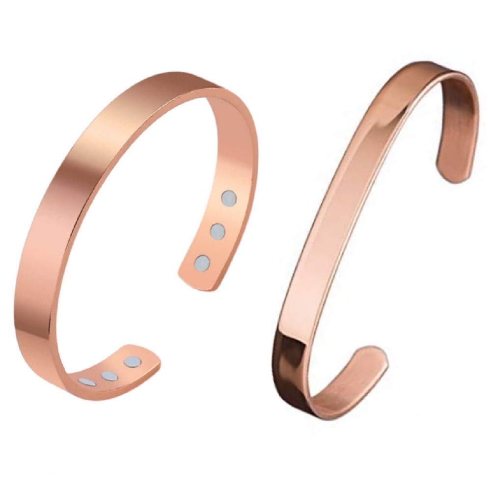 Art Of CreationPure Solid Copper Magnet Bracelets for Arthritis And Joint Pain for Men and Women Effective and Natural Handmade Cuff/Bangle From India (RoseGold) Pack of 2