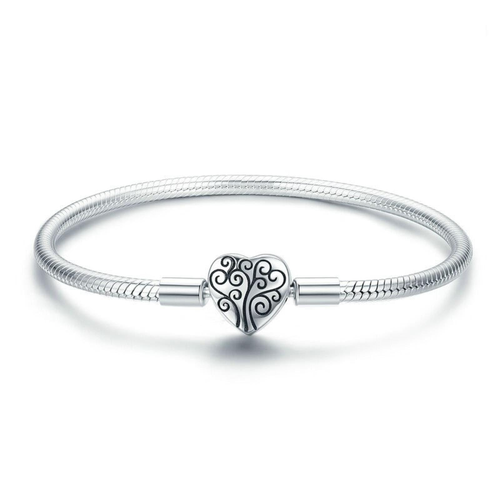 925 Sterling Silver Spring Tree Of Life Chiusura A Forma Di Cuore Braccialetto A Catena A Serpente Gioielli In Argento Sterling S925