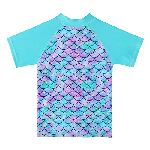 Image of TFJH E Girls Short Sleeve Swimsuit Two Piece Swimwear UPF 50+ UV 3-12 Years