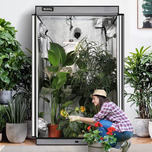 Richya Grow Tent Plants Tent 600D Oxford Cloth, Pe Coating, Reflective Cloth, Painted Iron Pipe With Observation Window And Floor Tray For Indoor Plant Growing (48''X48''X80'') #TOP5