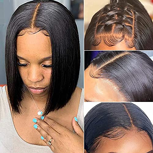 Larima 150% Density Glueless Blunt Cut Bob Wig Human Hair For Black Women Pre Plucked 4X4 Bone Straight Invisible Lace Front Closure Wig (12 Inch, 4X4 Lace Closure Wig) #TOP3