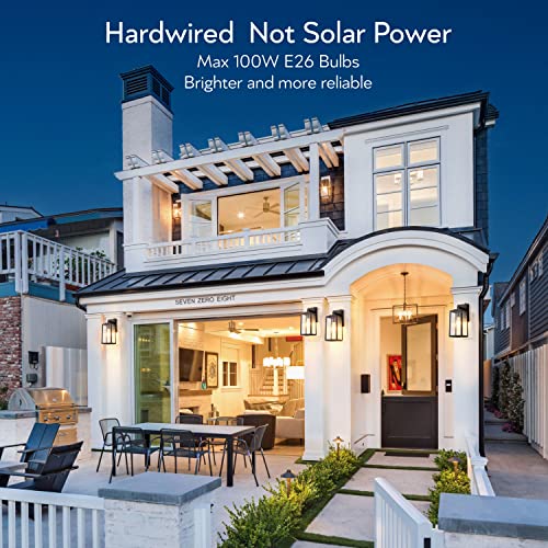 2 Pack Dusk To Dawn Outdoor Wall Lighting, Exterior Light Fixture Wall Mount For House Front Porch Light, Black Anti-Rust Aluminium Modern Outdoor Wall Lantern With Tempered Glass Shade For Garage #TOP5