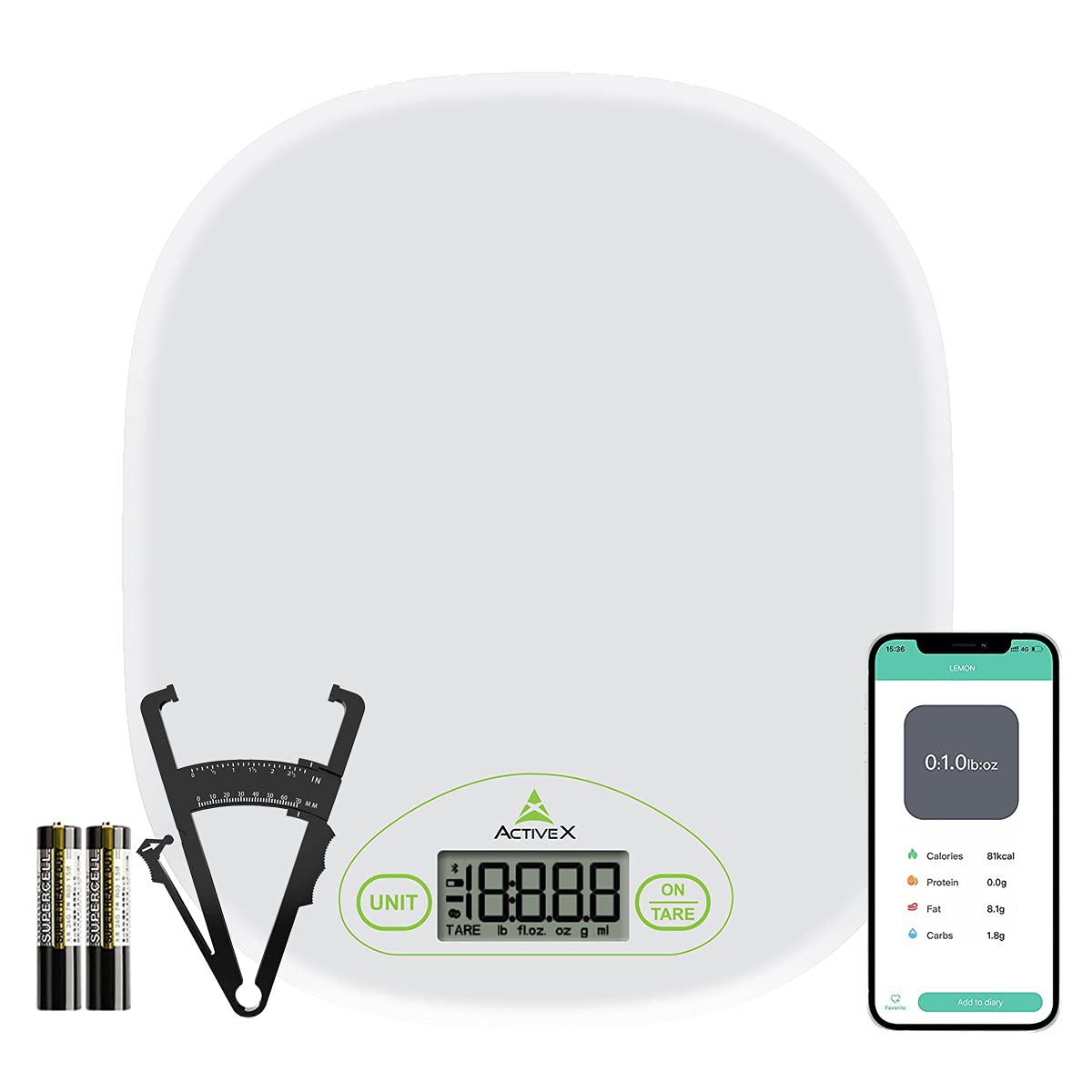 ACTIVEXEatSmart Multipurpose Digital Kitchen scales for Compact, Measures in Grams and Ounces with Smart Nutrition App, Batteries Included…