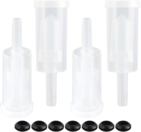 TYSM-CC Airlock Fermentation, 4 Pièces Bondes de Fermentation et 8 Pièces Anneaux en Silicone,Soupapes D'échappement en Plastique pour Fermentation de Brassage et Vin - 1