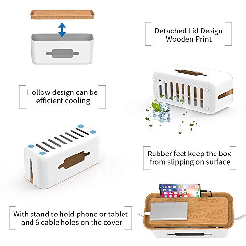 image for NTONPOWER Cable Management Box Organizer with Phone Holder, ABS Materi