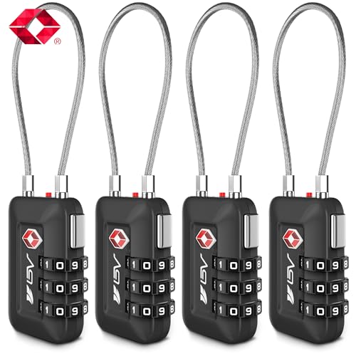 TSA Accepted Luggage Travel Lock, Set-Your-Own Combination Lock for School Gym Locker, Luggage Suitcase Baggage Locks, Filing Cabinets, Toolbox, Case (Black, 4 Pack) - Image 3