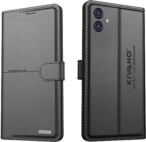 Image of Kivano Samsung Galaxy A04 / Samsung Galaxy M04 / Samsung Galaxy F04 / Samsung Galaxy A04e Flip Cover | Leather Finish | Inside Pockets & Inbuilt Stand | Shockproof Wallet Style Magnetic Closure Back Cover Case