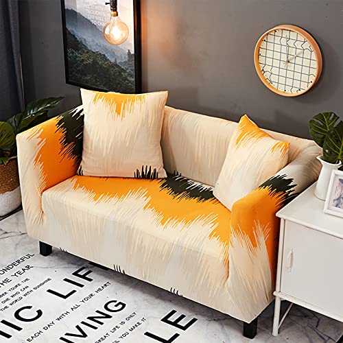 Housse de canapé élastique imprimé feuilles en tissu stretch anti taches 1-4 places