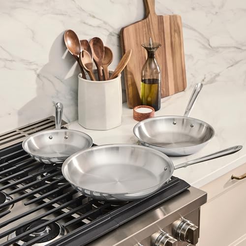 Image of All-Clad D3 Stainless Steel 3-Piece Fry Pan Set, Made in the USA