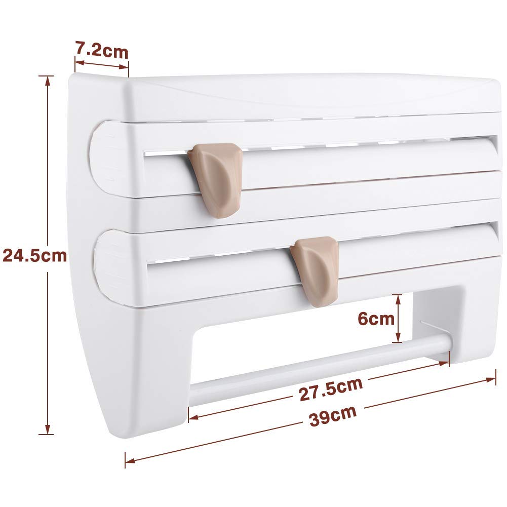 Portarrollos De Cocina De Pared 3 Rollos, Dispensador De Rollos De Cocina