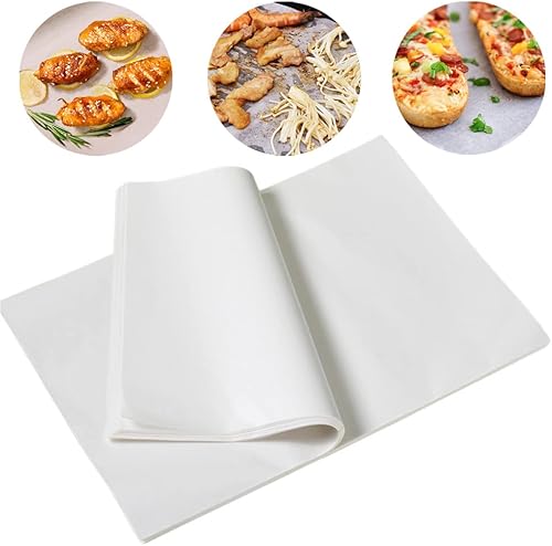 100 hojas de papel pergamino precortadas para hornear, papel antiadherente para hornear galletas, para horno, parrilla, freidora de aire, pan al