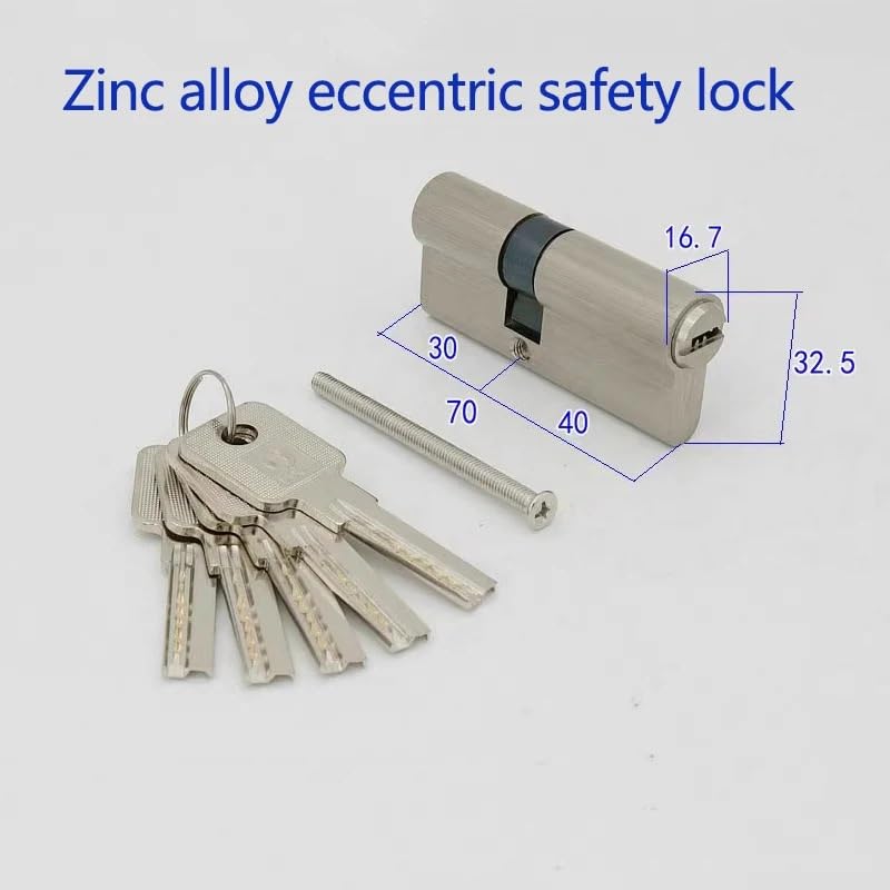 Cerradura de cilindro europeo, aleación de Zinc, cerradura excéntrica de doble apertura, 70-30-40mm, 5 llaves, cilindro, barril de puerta