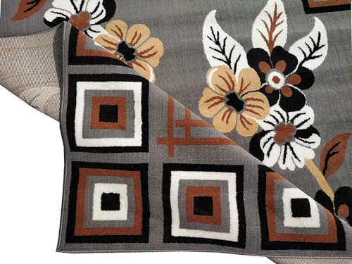 Image of Home Decore Acrylic Carpet for Your Living Room & Drawing Room Aywhere in Your Home Size - 6 X 8 Ft (Grey-D-1)