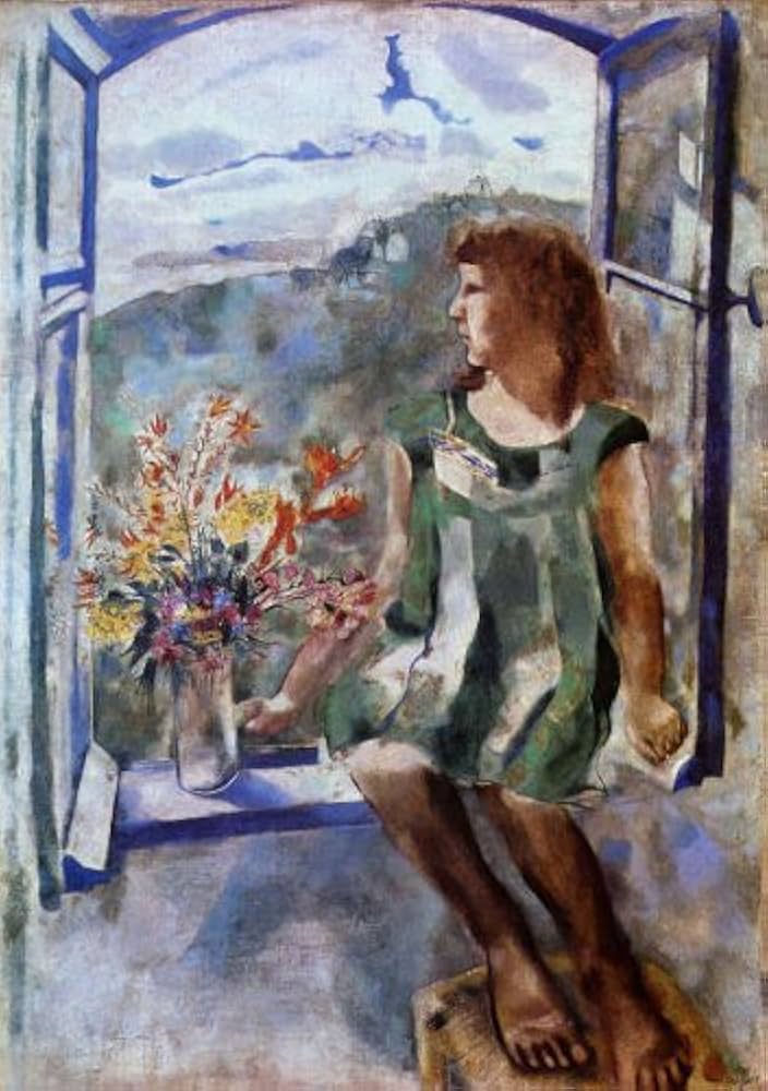 Amazon.co.jp: シャガール・「窓辺のイダ」 プリキャンバス複製画