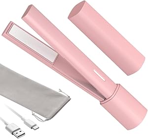 OBEST Mini Glätteisen für kurzes Haar, 2 in 1 Glätteisen Locken und Glätten, 180° Konstante Temperatur Tragbares USB Haarglätter, Reiseglätteisen