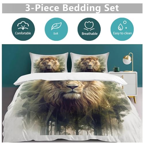Parure de lit lion 3D en microfibre premium ultra douce 200x200