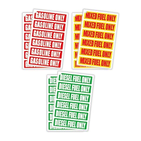 Sticker Frenzy (3 Sets of 12 Decals) DIESEL FUEL ONLY / GASOLINE ONLY / MIXED FUEL ONLY Automotive Decals / Labels / Markers / Weatherproof and Chemical Resistant Stickers… Cover