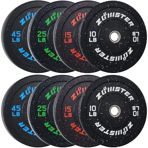 Zoomster Bumper Plate Olympic Weight High Bounce with Steel Insert Strength Training Lifting (190LB...