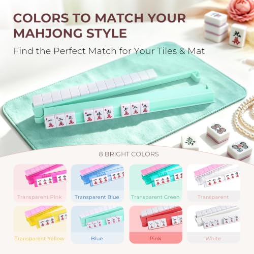 Clear Mahjong Racks with Pushers 4-Pack, Non-Slip, with Velvet Storage Bag by Pengrae - Used condition - Image 4