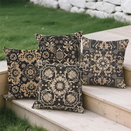 Housse coussin 70x70cm géométrie bohemia en lin aspect double face - 4