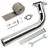 YOXUFA 212cc Exhaust Pipe Header Replacement for Predator 212cc 224cc 196cc Coleman CT200U CT200U-EX BT200X Baja Warrior Massimo MB200 GX160 GX200 6.5hp Mini Bike Go Kart Parts with Heat Shield Tape